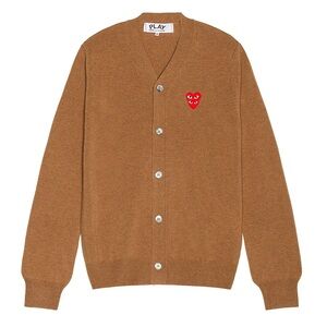 Comme Des Garçons Play Cardigan Double Heart Button Up Wool Sweater